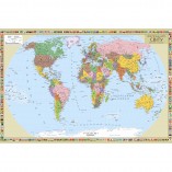 Политическая карта мира 180x120 на планках