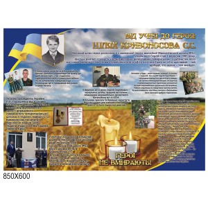 Стенд От ученика к герою Украины -  
                                            Стенды героям нашего времени  
                                            Спортивные стенды   
                                            Военные стенды  