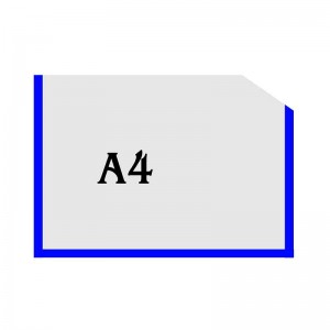 Горизонтальна прозора кишенька формату А4 з куточком (синій оракал) -  
                                            Карманы для стендов   