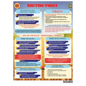 Стенд "Повітряна тривога" на підприємство -  
                                            Стенди в клас безпеки  