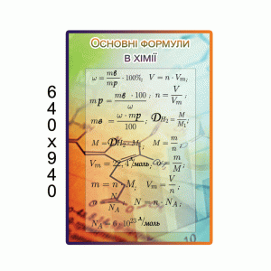 Стенд "Основные формулы в химии" (разноцветный) -  
                                            Стенды в кабинет физики и химии  