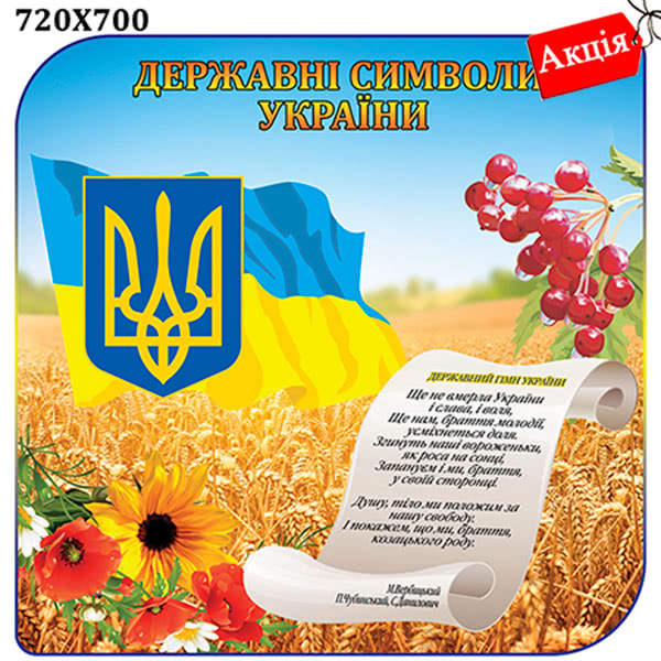 Стенд державні символи України  з калиною