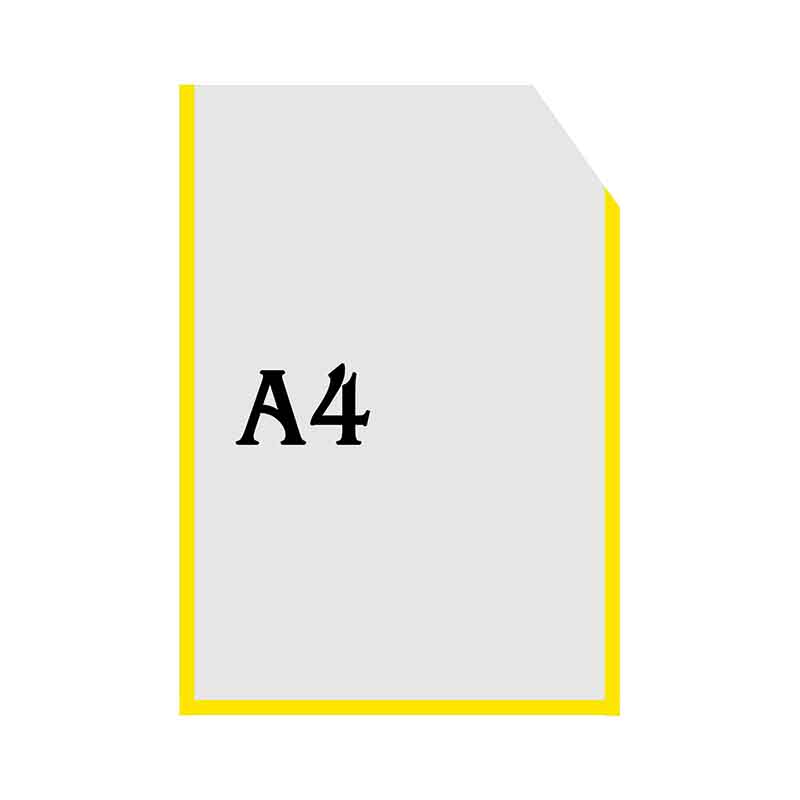 Вертикальный прозрачный кармашек формата А4 с уголком желтый оракал