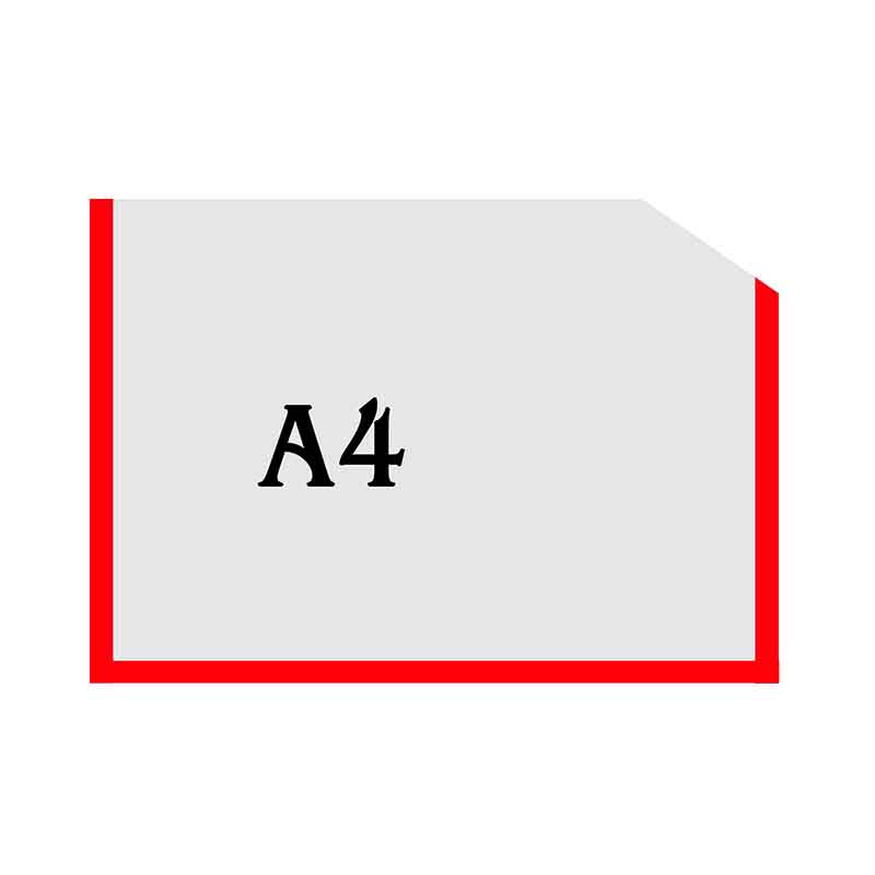 Горизонтальна прозора кишенька формату А4 з куточком червоний оракал