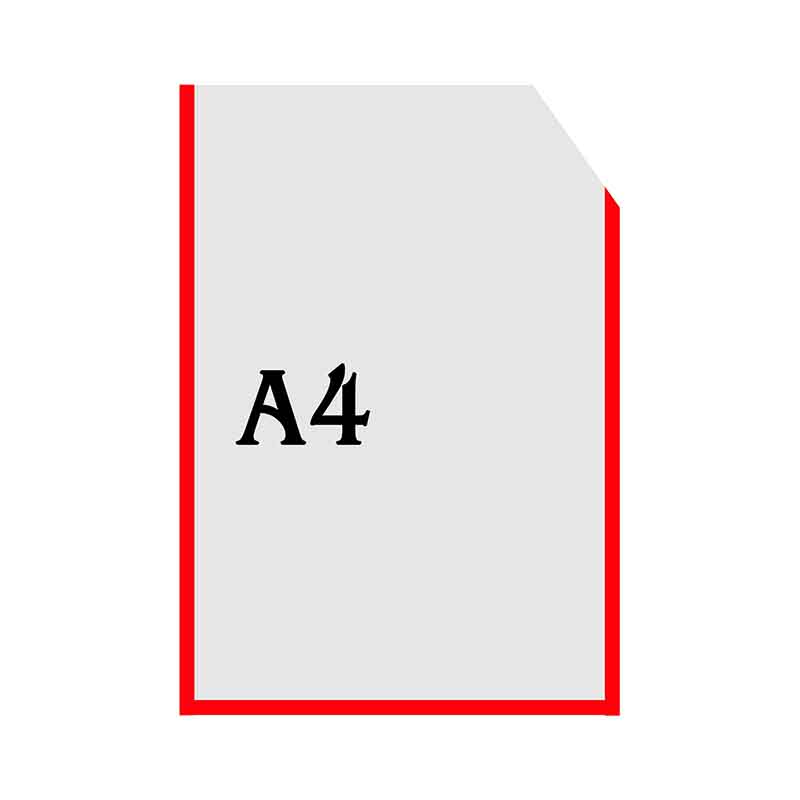 Вертикальна прозора кишенька формату А4 з куточком червоний оракал