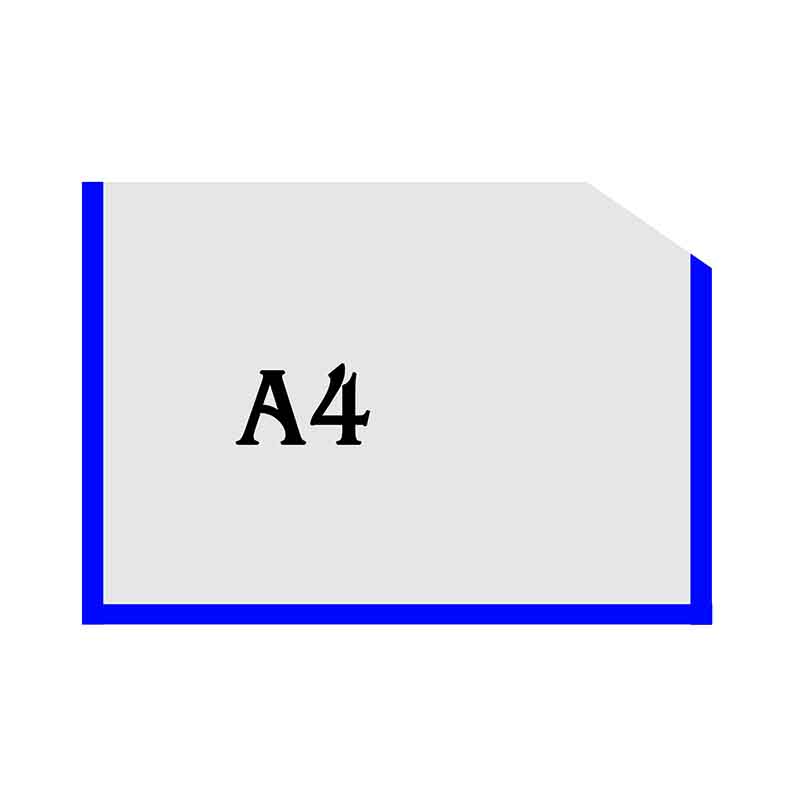 Горизонтальна прозора кишенька формату А4 з куточком синій оракал