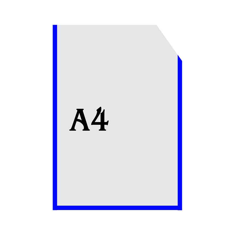 Вертикальна прозора кишенька формату А4 з куточком синій оракал