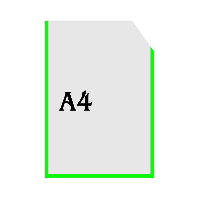Вертикальна прозора кишенька формату А4 з куточком зелений оракал