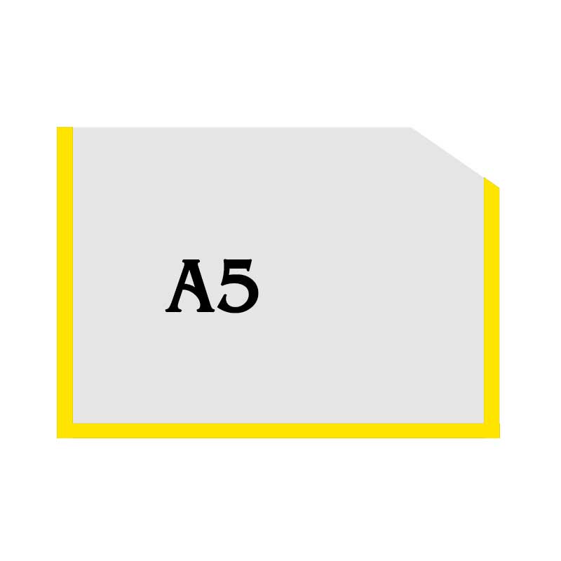 Горизонтальна прозора кишенька формату А5 з куточком жовтий оракал
