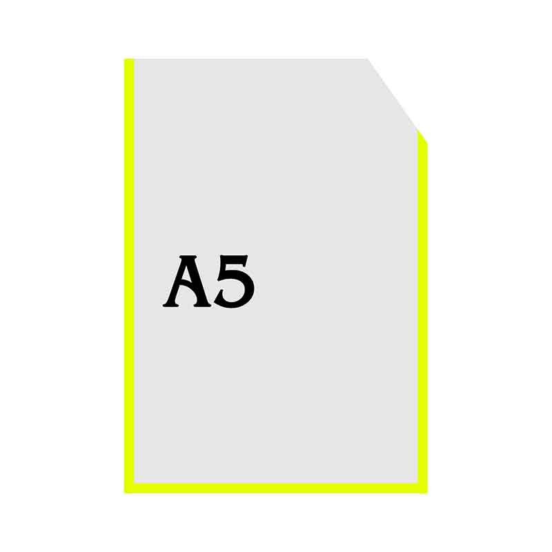 Вертикальна прозора кишенька формату А5 з куточком жовтий оракал