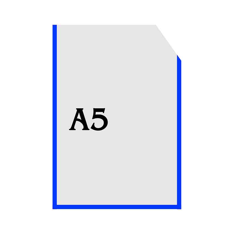 Вертикальна прозора кишенька формату А5 з куточком синій оракал