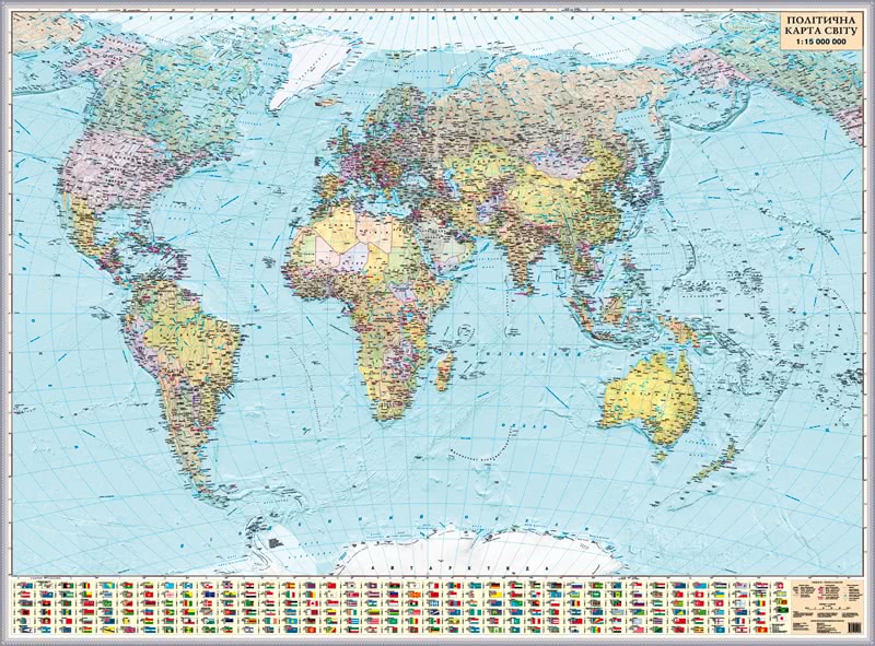 Політична карта світу 216х158 на планках