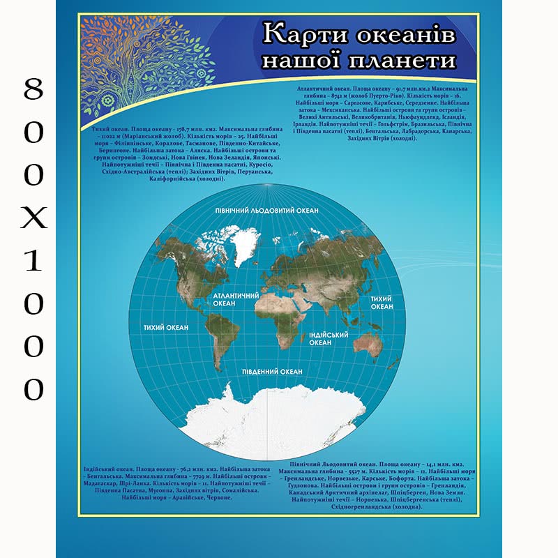 Плакат по географии "Карты океанов"